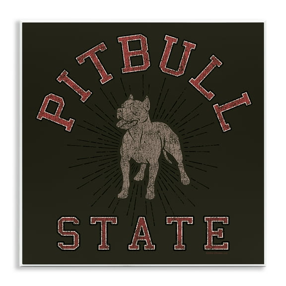 Stupell Industries Vintage Pitbull State Novelty & Humor Painting Unframed Art Print Wall Art, 12 x 12