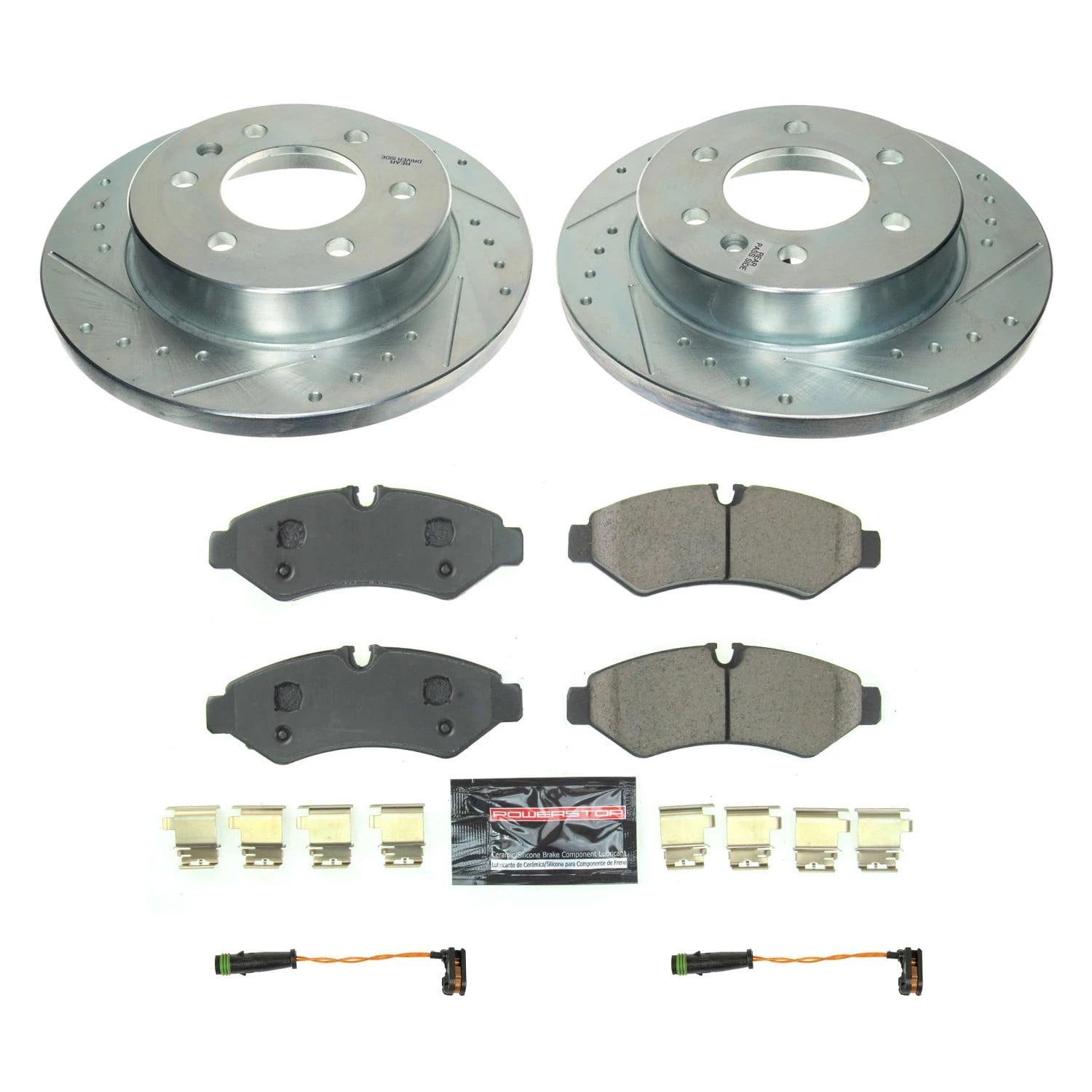 PowerStop Rear Z23 Evolution Sport Carbon-Fiber Ceramic Brake Pad and Drilled & Slotted Rotor Kit Fits: MERCEDES-BENZ Select Models K8655