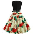 thumbnail image 4 of HKEJIAOI Robes de Cocktail Cadeau d'Anniversaire Noël Femmes Rétro Imprimé Patchwork Sans Manches Soirée Col Rond Fermeture Éclair Fête Bal Vintage Robe Économies Liquidation Rouge, 4 of 8