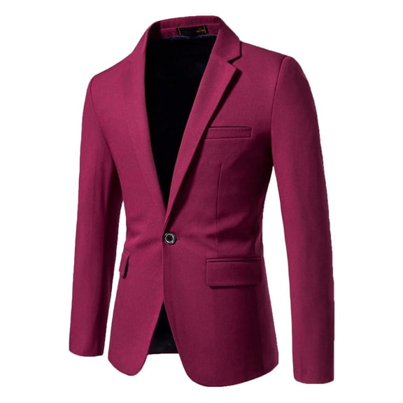 Fgnfyis Mens Blazer Mens Casual Solid Color One Button Business Casual Slim Fit Suit Jacket for Office and Events Mens Jackets _001 XXL