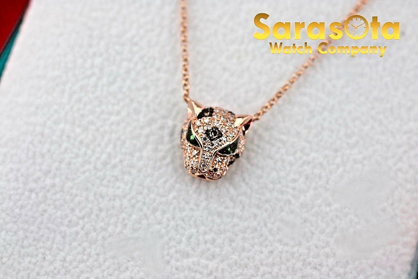 EFFY Signature Panther Diamond & Tsavorite Mini Pendant 14k Rose Gold  0.32CTW