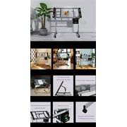 Renwick Adjustable Drafting Table with Tempered Glass and Storage Drawers