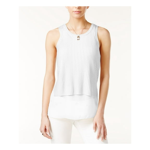 BAR III Womens Ivory Sleeveless Jewel Neck Top Size: M