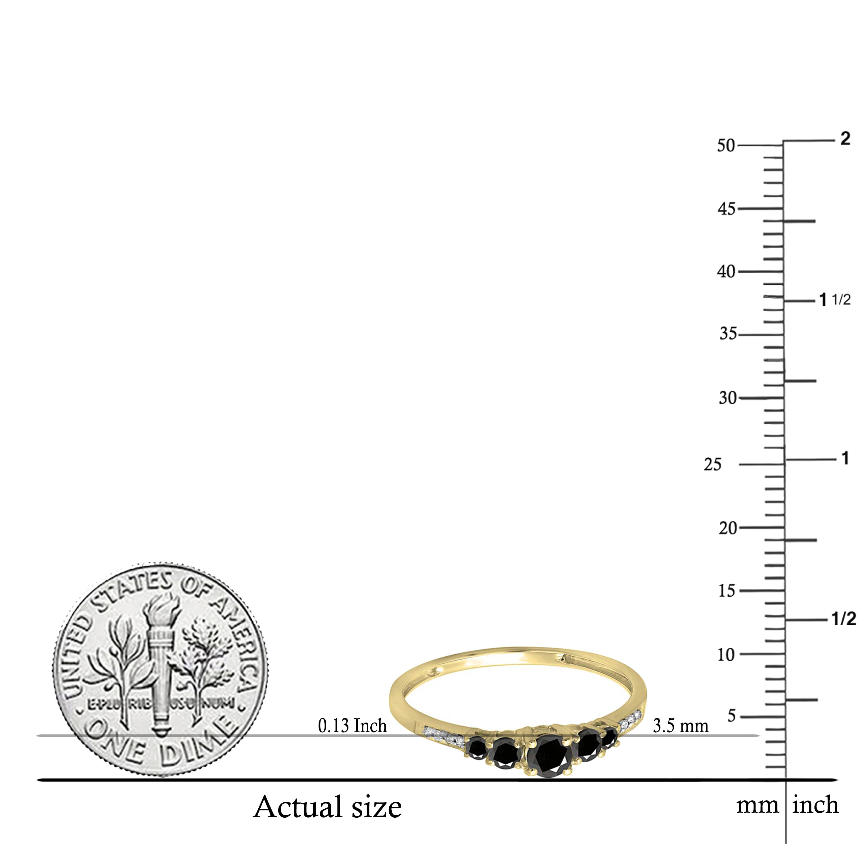 Dazzlingrock Collection 0.40 Carat (ctw) Round Black & White Diamond Bridal 5 Stone Engagement Ring for Women in 14K Yellow Gold, Size 8.5