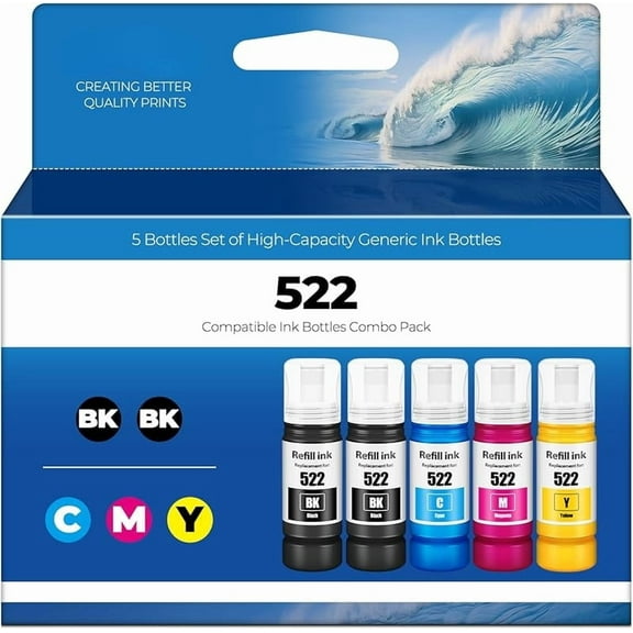 522 Ink Refill Bottles ET-2800 ET-4800 ET-2400 ET-2803 for 522 Ink Bottles Compatible for ET 2800 ET 4800 ET2800 ET 2400 ET4800 ET 2803 ET-2720 ET-4700 ET-4810 ET-2840 Printer (Not Subli)