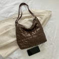 thumbnail image 4 of Bolsa de hombro informal con asa superior de nailon para mujerde compras acolchado (marrón oscuro) Likrtyny Para Estrenar, 4 of 9