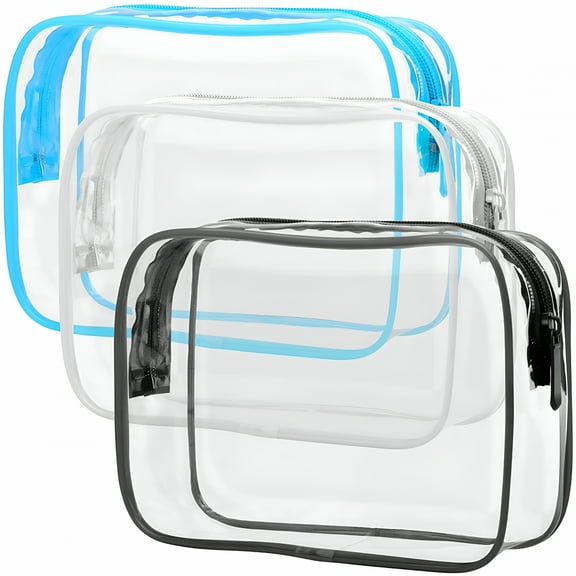 GASTROPOD Clear Toiletry Bag,3 Pack Toiletry Bag Quart Size Bag,Travel Makeup Cosmetic Bag for Women Men,Carry on Airport Airline Compliant Bag