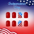 thumbnail image 5 of Chanana 24Pcs 4th of July Press on Nails Short Square French Tip Fake Nails Independence False Nails with American Flag Star Glitter Design Acrylic Day Glue on Nails DIY for Women Decoration, 5 of 7