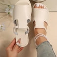thumbnail image 4 of DeHolifer Women's Cut Out Slide Sandals Trendy Faux Leather Flat Slide Sandals,Lightweight Slip On Outdoor Shoes, 4 of 5