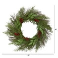 thumbnail image 2 of Nearly Natural 4362 20 in. Cedar & Ruscus with Berries Artificial Wreath, 2 of 3