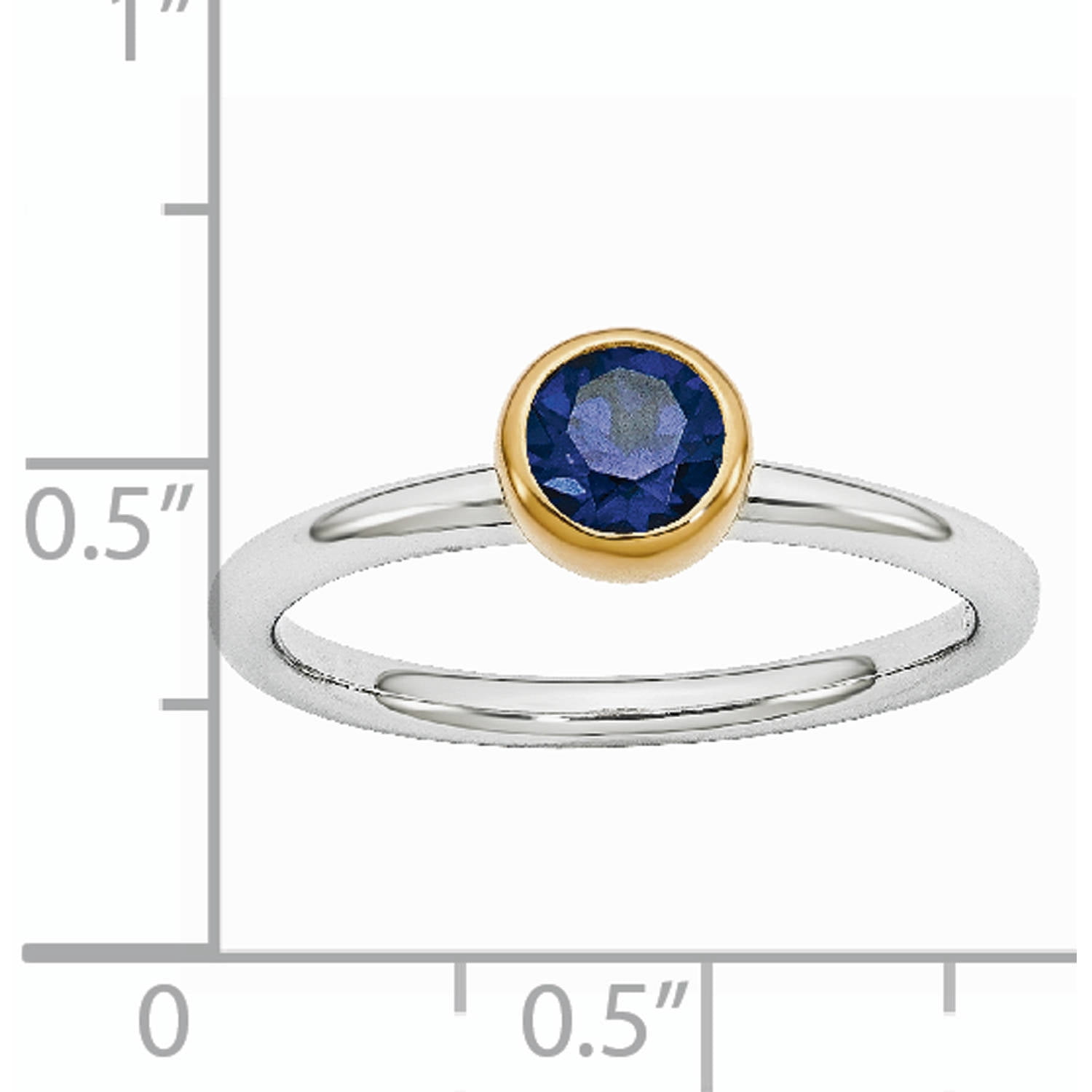 Created Sapphire Sterling Silver with Gold-Plate Ring