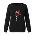 thumbnail image 2 of Womens Christmas Wine Glass Long Sleeve Shirts Santa Hat Crewneck Sweatshirt Solid Tunic Pullover, 2 of 2