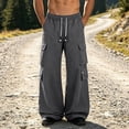 thumbnail image 2 of Cmtiyu Cargo Pants for Men, Baggy High Waist Drawstring Wide Leg Work Pants with Multi Pockets, Casual Outdoor Hiking Pants, M-3XL, 2 of 8