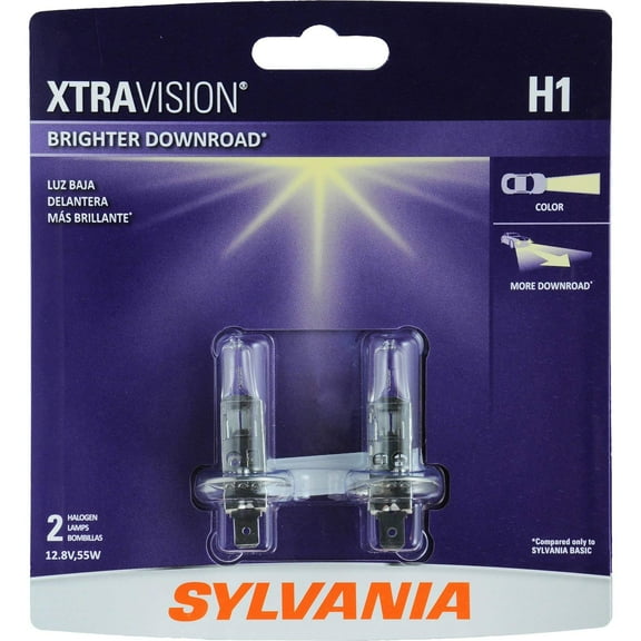 SYLVANIA H1 XtraVision Halogen Headlight Bulb, (Pack of 2)