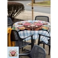 thumbnail image 4 of Easter Outdoor Tablecloth - 60x60 Inch Square Dining Table Cover, Spring Bunny Cow Carrots Colorful Egg Blue Plaid Waterproof Outdoor Table Cloth with Umbrella Hole & Zipper for Picnic/Patio/Party, 4 of 7