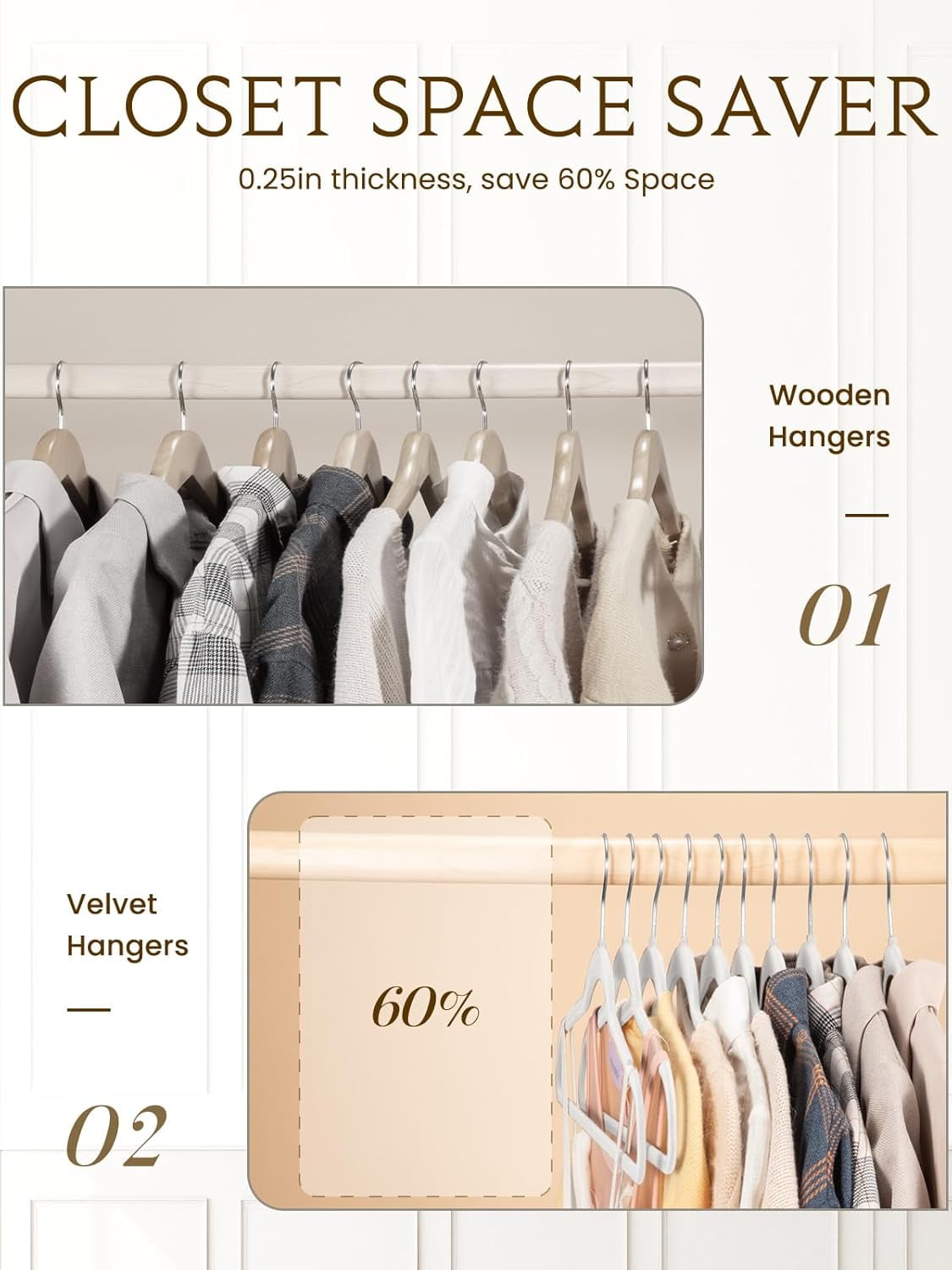 cozymood Premium Velvet Hangers 30 Pack Clothes Hanger,Heavy Duty Non Slip Felt Hangers Suit Hangers White