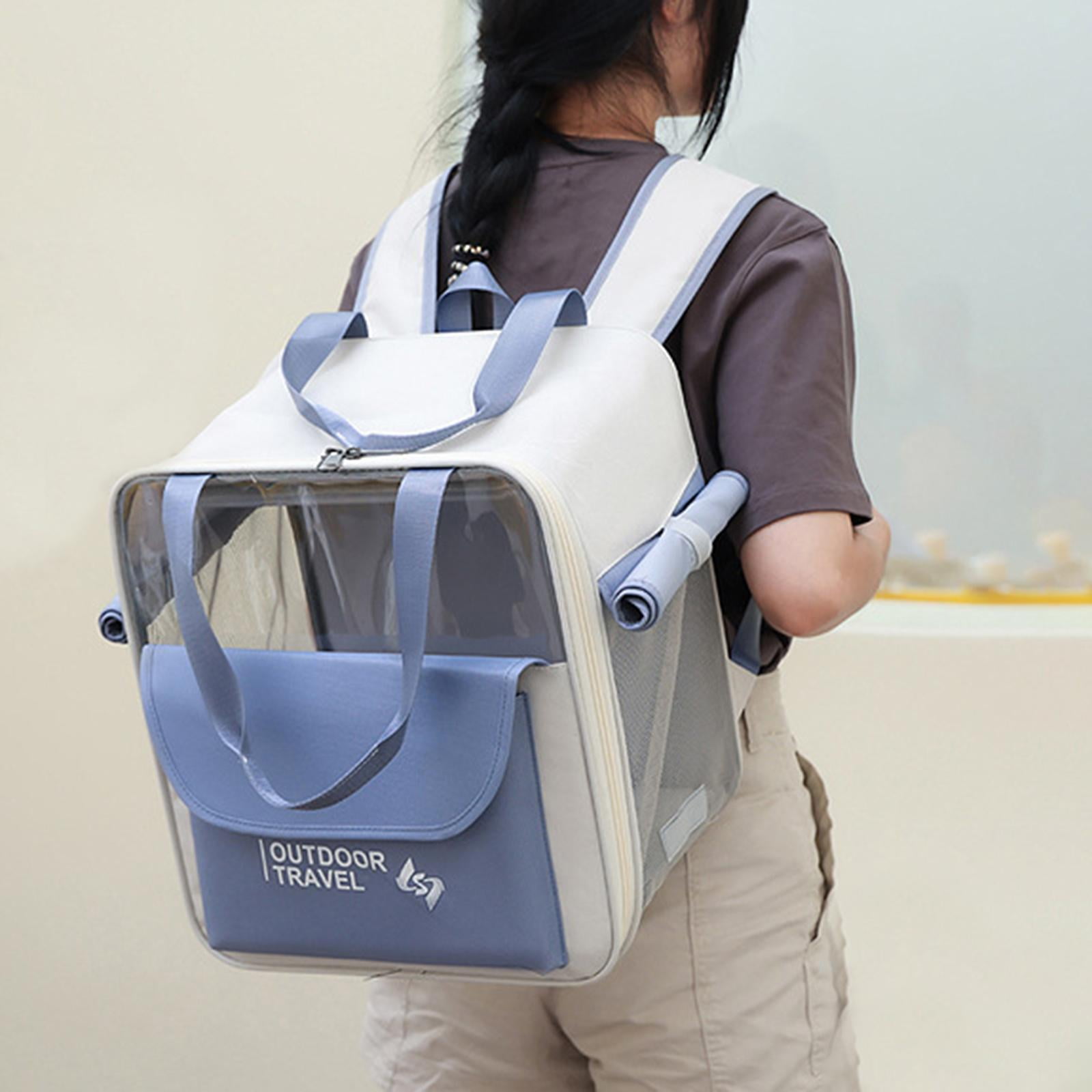 Bvdfgk Dog carrier backpack made of oxford fabric, ventilated with handle for outdoor, Blue