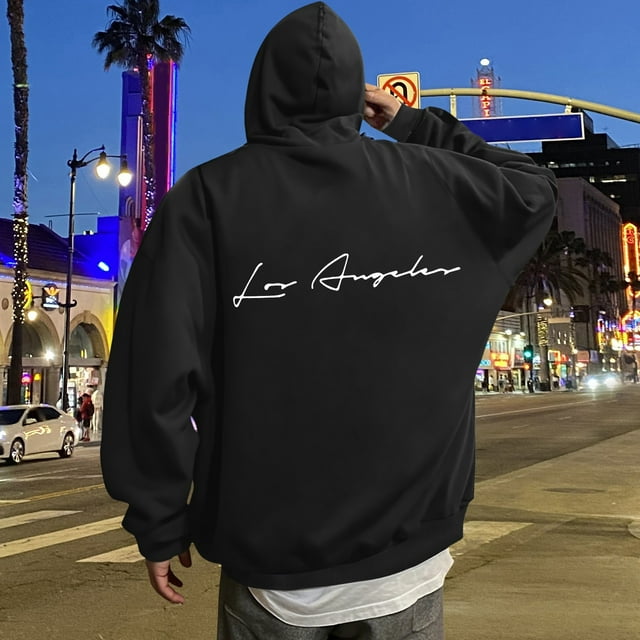 MHFRRA Sudadera con Capucha y Estampado de Letras para Uso Informal y Comodidad Diaria Negro