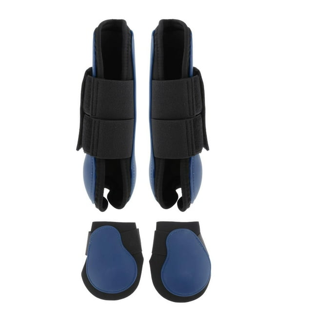 2 pares de botas para patas de caballo, protección para patas delanteras y traseras de caballo , tendón ecuestre Azul oscuro Cola Envolturas de pierna de caballo