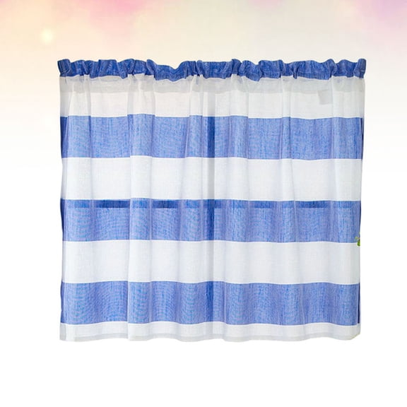 NICEXMAS Blue White Stripes Bedroom Curtain Polyester Blockout for Living Room and Cafe Use