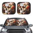 thumbnail image 2 of Saiise Rose Floral Skull for Foldable Car Sun Shades (2-Pack) Offer Sun Protection with an Easy-fold Design for Convenient Windshield Shading-Medium, 2 of 6
