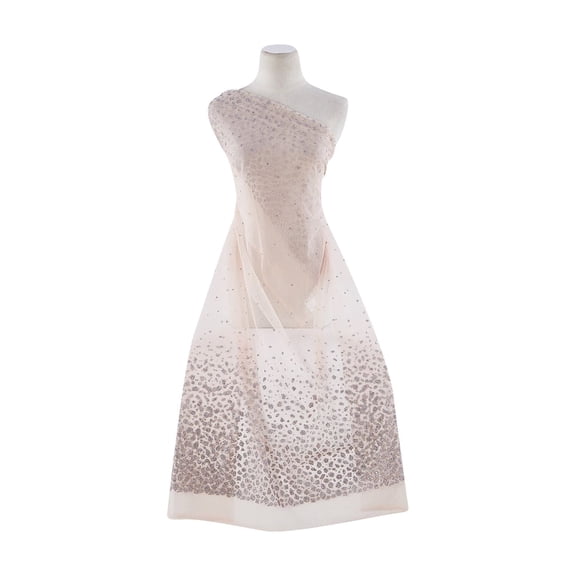 Zelouf Double Border Stones Glitter On Tulle , Sewing, DIY, Crafts Fabric by the Yard, Pale Rose/multi, 3 Yard