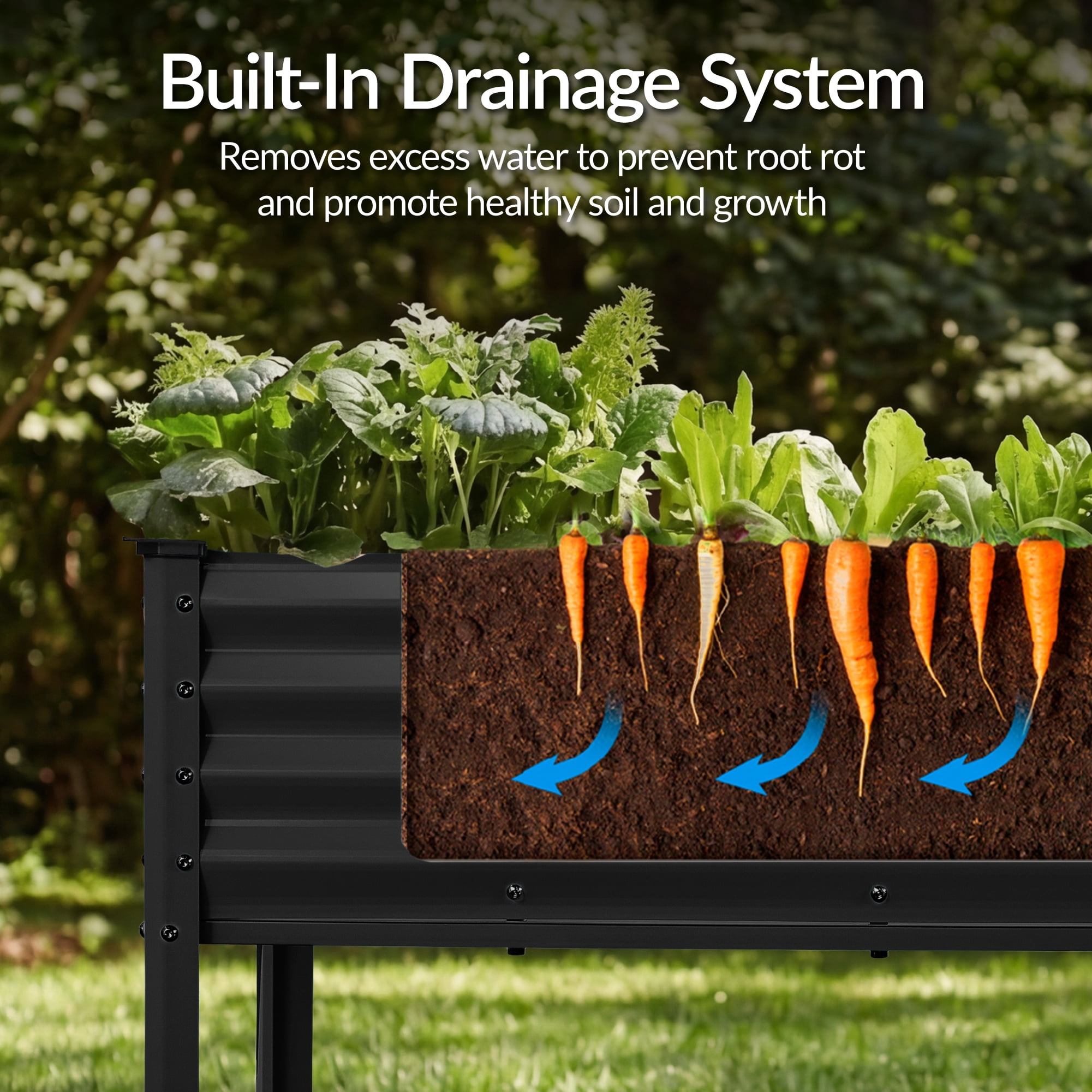 Best Choice Products 72x24x30in Non Toxic Elevated Galvanized Metal Garden Bed Corner Protectors - Black