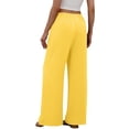 thumbnail image 5 of Women's Pants Summer Wide leg Beach Pants Solid Color Stretched-Waist Linen Casual Pants, 5 of 9