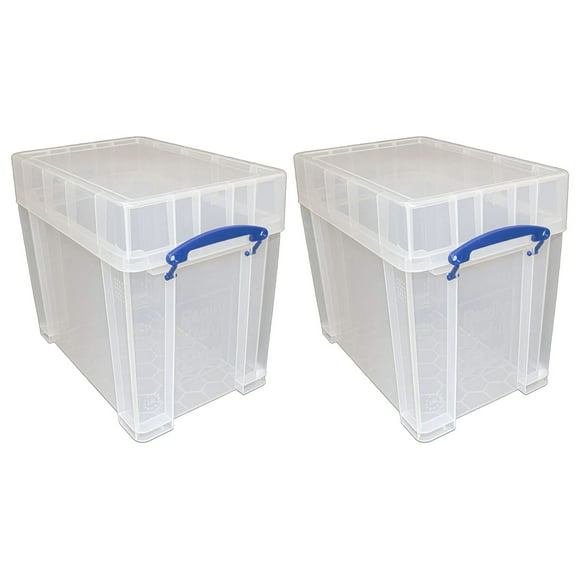 Really Useful Box 19 Liter Transparent Storage Container w/Snap Lid, 2 Pack