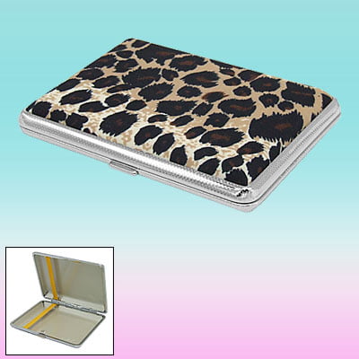 Metal Case Holder with Leopard Skin Pattern Cover 