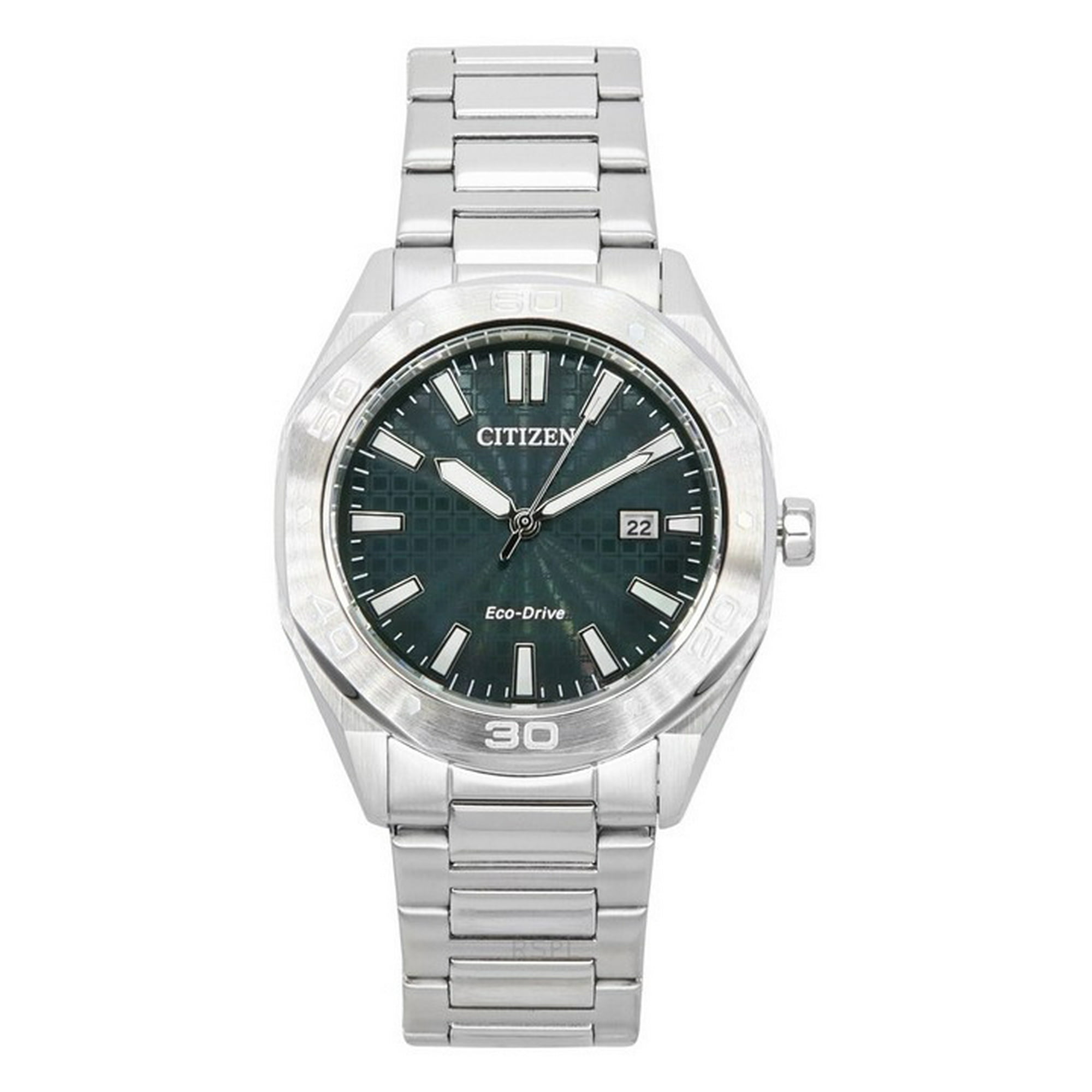 まりお Citizen Eco-Drive Stainless Steel Green Dial BM7630-80X 100M Men's