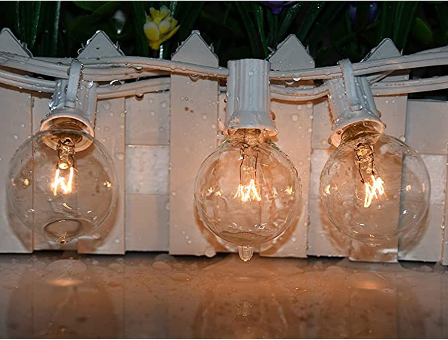 G40 Replacement Light Bulbs, 120V 5W Clear Globe Bulb, E12 C7 Candelabra Base, 1.5 Inch Glass Incandescent Bulbs for Indoor Outdoor Patio String Lights, Warm White -25 Pack