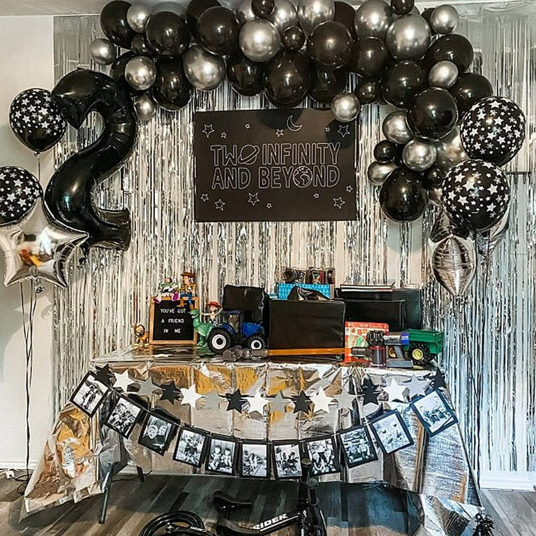 Marble Black Silver and Gold Balloon Garland Birthday Party