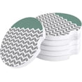 thumbnail image 1 of RYLABLUE Geometric Green Abstract Herringbone Pattern Set of 2 Car Coaster for Drinks, Absorbent Ceramic Stone Coasters Cup Mat with Cork Base for Home Kitchen Room Coffee Table Bar Decor, 1 of 5