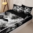 thumbnail image 3 of Metsweet Black Dragon Zipper Full Size Comforter Sets with Fitted Sheet and 2 Pillowcases, Jungle Animal Zipper Bedding Set, Black White Gray,4pcs,Black Reversible, 3 of 6