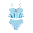 thumbnail image 4 of Lixiuxyad Girls Swimsuit Adjustable Straps Cut Out Swimwear 2 Piece Solid Color Tankini for Girls Bathing Suit for Teens,Sizes 6-7 Years, 4 of 6