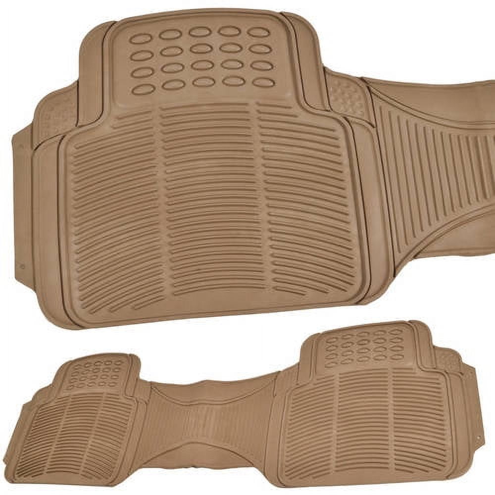 BDK 3 Row Car Floor Mats for SUV and Van, Heavy Duty Rubber Mats and Liner, Black Beige Gray