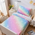 thumbnail image 4 of NTBED Toddler Bedding Set for Baby Girls Rainbow Glitter Comforter Flat Sheet Fitted Sheet and Pillowcase Pink Yellow 4 Pcs, 4 of 6