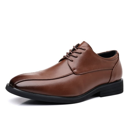 kkdom Men s Leather Formal Dress Oxfords Lace Up Shoes Wedding Brown Size 9.5