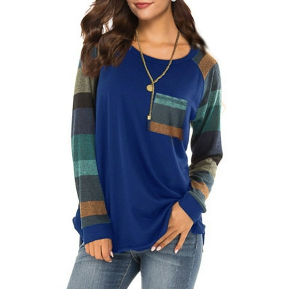 Tittly Long Sleeve Shirts for Women Women T Shirts Stripe Casual TopCotton blendFor wearingDailyWomen Tshirt Women Tshirts Shirts Womens Tops Blue M