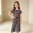 thumbnail image 3 of Vornjynx Kids Girls Casual Outfit Sets Short Sleeve T-Shirt and Wide Leg Pants Cute Bowknot Summer Comfort Soft Home Clothes 2 Piece Brown Size 10, 3 of 10
