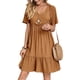 thumbnail image 1 of Vestido de verano Gchanao 2025 para mujer, manga corta, cuello en V, marrón M, 1 of 3