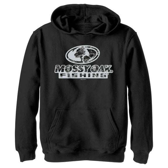 Boy's Mossy Oak Black Water Bold Logo  Pull Over Hoodie Black X Large