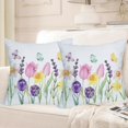 thumbnail image 2 of 2 Pack Waterproof Spring Floral Pillow Covers 16x16 Inch Pink Tulip Flower Lavender Butterfly Throw Pillow Covers Outdoor Spring Summer Farmhouse Decorations Cushion Case Double Sided, 2 of 6