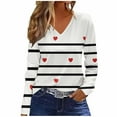 thumbnail image 2 of Craaazy Women's Loose Love Prints Valentines Shirts Casual V-neck Long Sleeve Tops Gifts, 2 of 4
