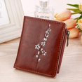 thumbnail image 3 of Pu Women's Mini Wallet Multifunctional Plum Flower Pattern Wallet Zipper Small Wallet Coin Purse, black, 3 of 5
