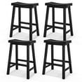 thumbnail image 1 of Gymax Set of 4 Saddle Bar Stools Counter Height Dining Chairs w/ Wooden Legs Black, 1 of 9