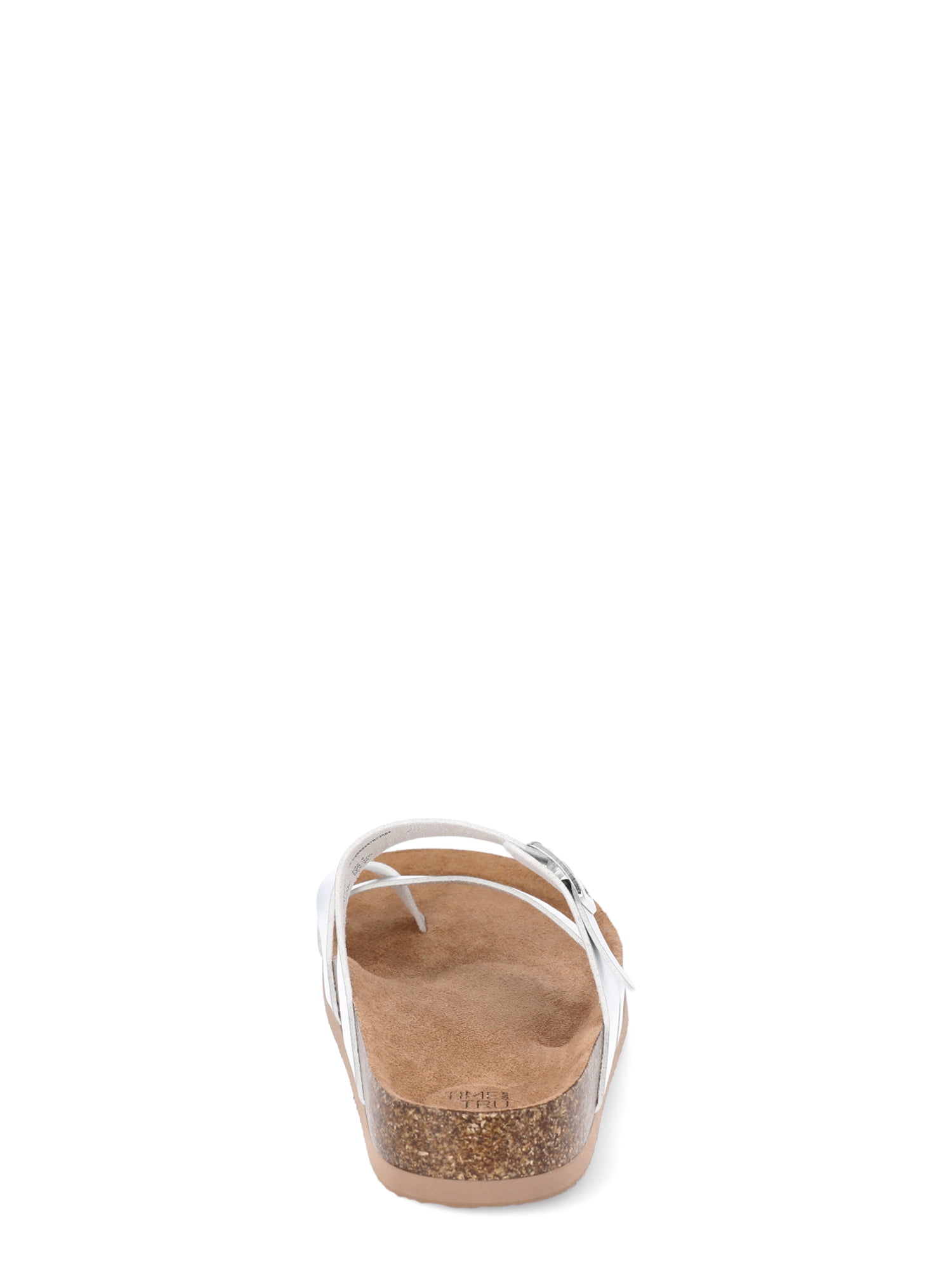 Time and Tru Women's Asymmetric Strap Footbed Sandals, Wide Width Available