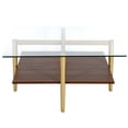 thumbnail image 6 of Evelyn&Zoe Otto 32" Wide Square Coffee Table with Faux Walnut Shelf, Brass, 6 of 6