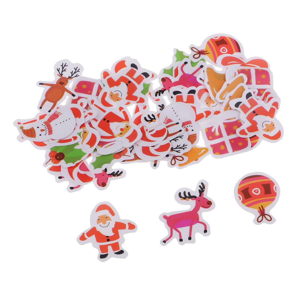 50 Pcs Waterproof Sticker DIY Holiday Christmas Stickers for Kids Children 